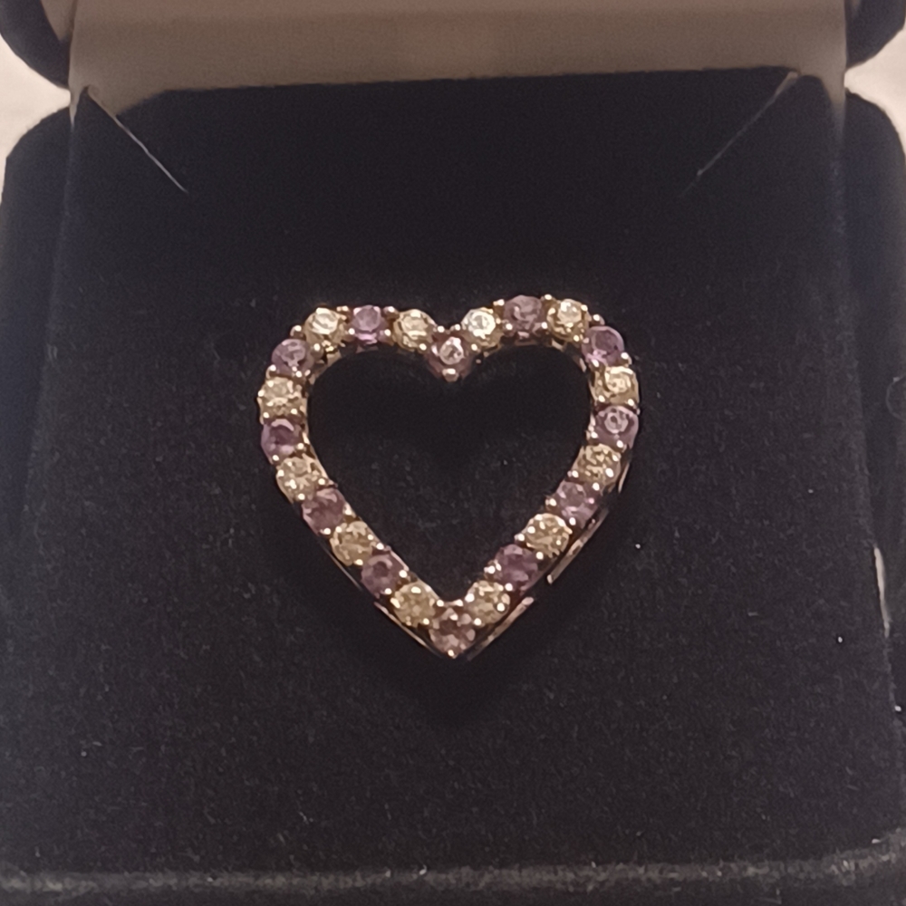 Purple Stone and CZ Fashion Heart Pendant